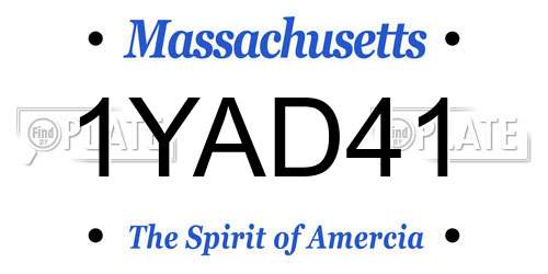 1YAD41 Massachusetts License Plate