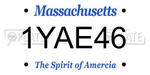 1YAE46 Massachusetts License Plate