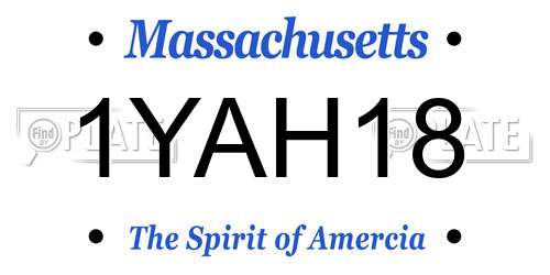 1YAH18 Massachusetts License Plate