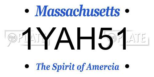 1YAH51 Massachusetts License Plate