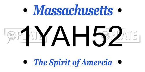 1YAH52 Massachusetts License Plate