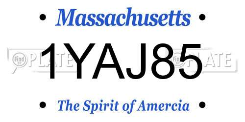 1YAJ85 Massachusetts License Plate