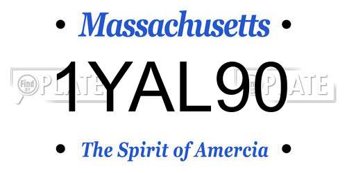 1YAL90 Massachusetts License Plate