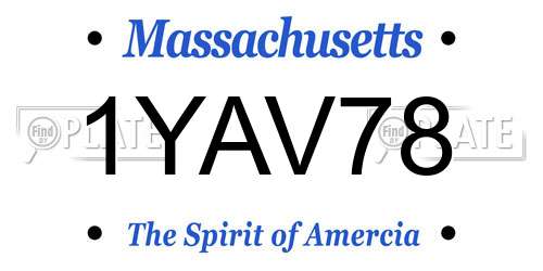 1YAV78 Massachusetts License Plate