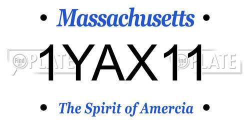 1YAX11 Massachusetts License Plate