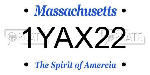 1YAX22 Massachusetts License Plate