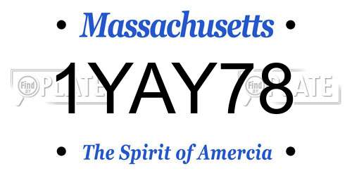 1YAY78 Massachusetts License Plate