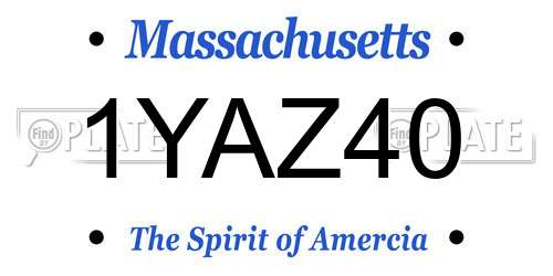 1YAZ40 Massachusetts License Plate