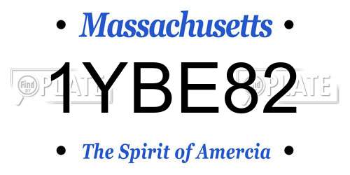 1YBE82 Massachusetts License Plate