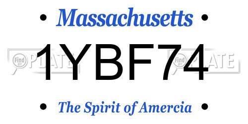 1YBF74 Massachusetts License Plate