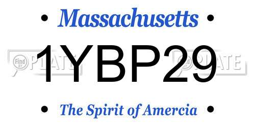 1YBP29 Massachusetts License Plate