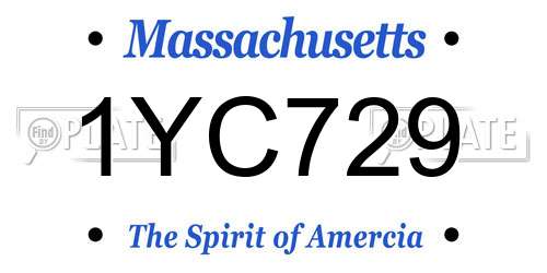 1YC729 Massachusetts License Plate