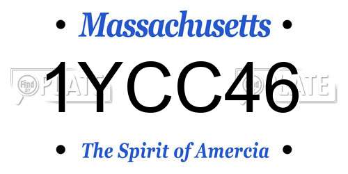 1YCC46 Massachusetts License Plate