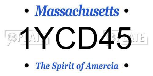 1YCD45 Massachusetts License Plate