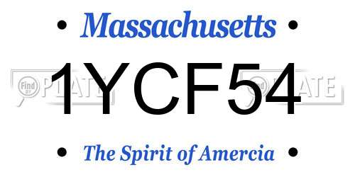 1YCF54 Massachusetts License Plate