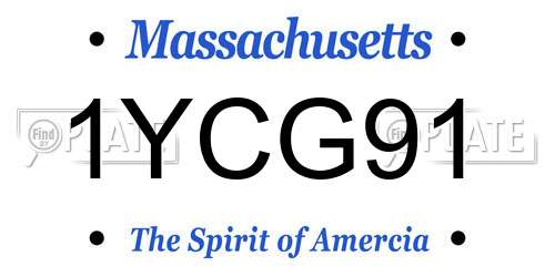 1YCG91 Massachusetts License Plate