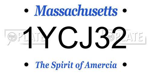 1YCJ32 Massachusetts License Plate