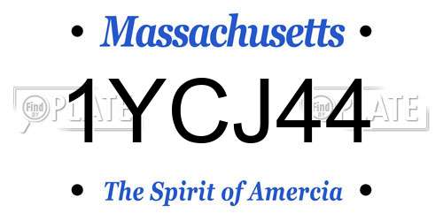 1YCJ44 Massachusetts License Plate