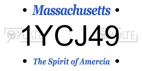 1YCJ49 Massachusetts License Plate
