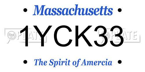 1YCK33 Massachusetts License Plate