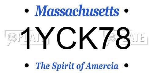 1YCK78 Massachusetts License Plate