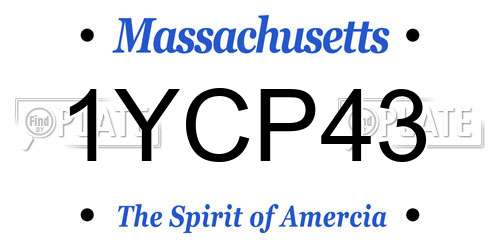 1YCP43 Massachusetts License Plate