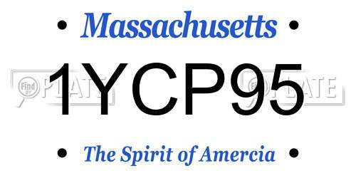 1YCP95 Massachusetts License Plate