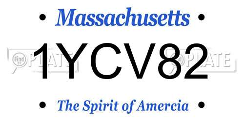 1YCV82 Massachusetts License Plate