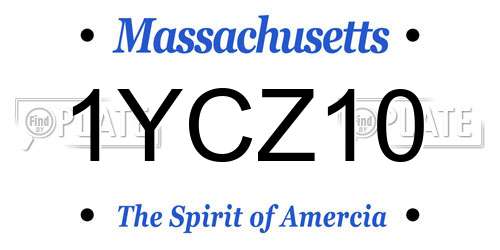 1YCZ10 Massachusetts License Plate