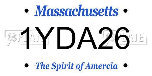 1YDA26 Massachusetts License Plate