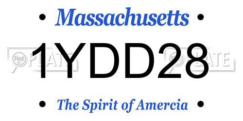 1YDD28 Massachusetts License Plate