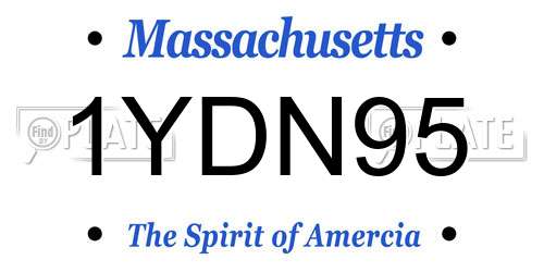 1YDN95 Massachusetts License Plate