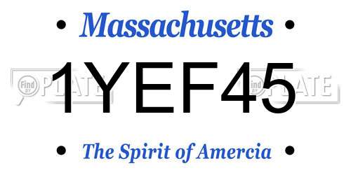 1YEF45 Massachusetts License Plate