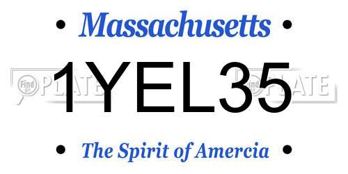 1YEL35 Massachusetts License Plate