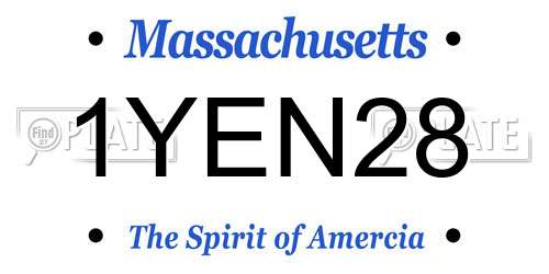 1YEN28 Massachusetts License Plate