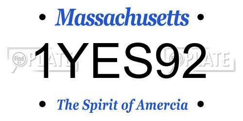 1YES92 Massachusetts License Plate