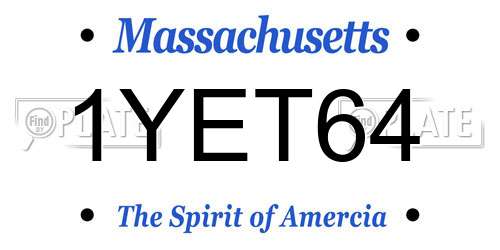 1YET64 Massachusetts License Plate
