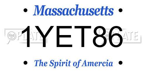 1YET86 Massachusetts License Plate
