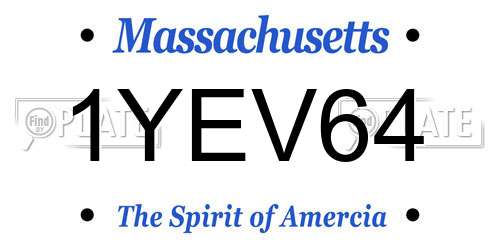 1YEV64 Massachusetts License Plate