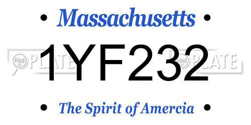 1YF232 Massachusetts License Plate