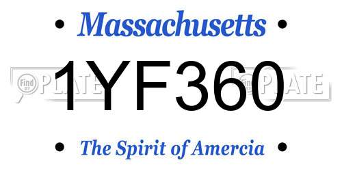 1YF360 Massachusetts License Plate