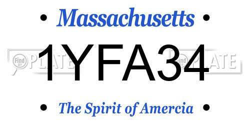 1YFA34 Massachusetts License Plate