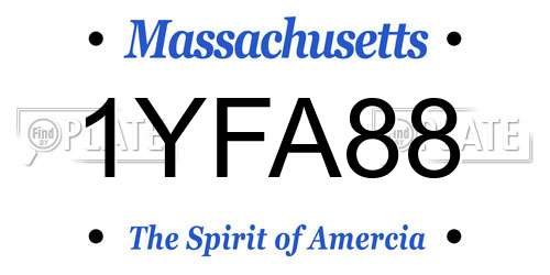 1YFA88 Massachusetts License Plate