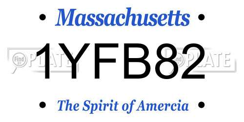 1YFB82 Massachusetts License Plate