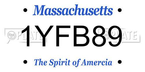 1YFB89 Massachusetts License Plate