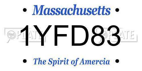 1YFD83 Massachusetts License Plate