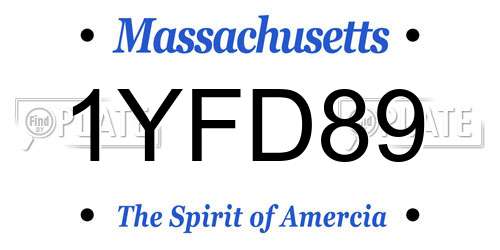 1YFD89 Massachusetts License Plate