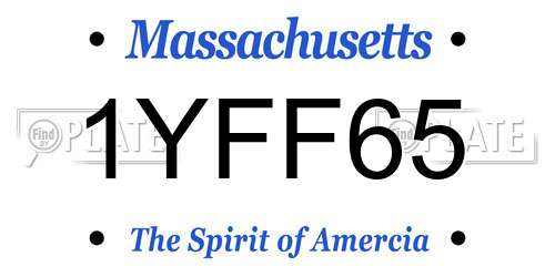 1YFF65 Massachusetts License Plate