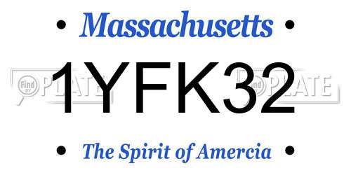 1YFK32 Massachusetts License Plate