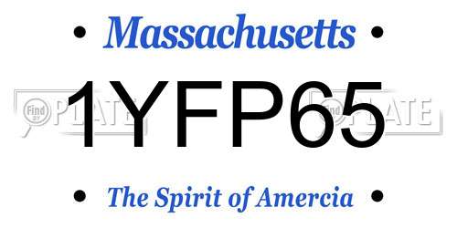1YFP65 Massachusetts License Plate